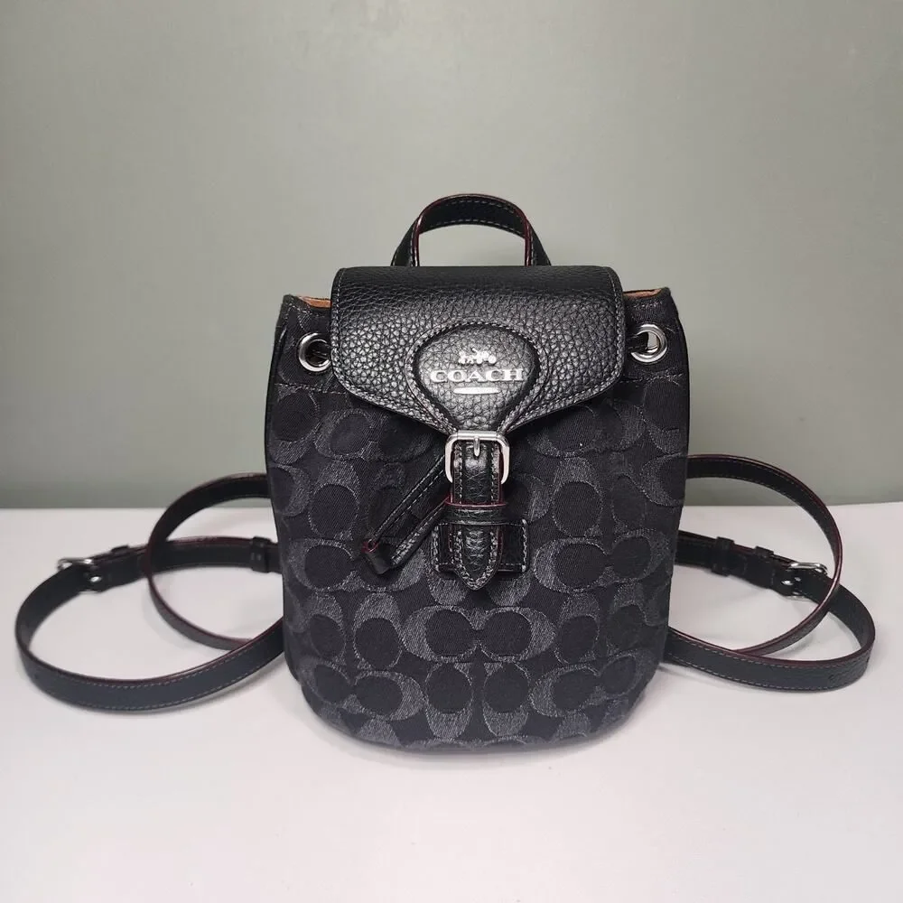 NWT Coach CP106 Amelia Convertible Backpack In Signature Denim Black